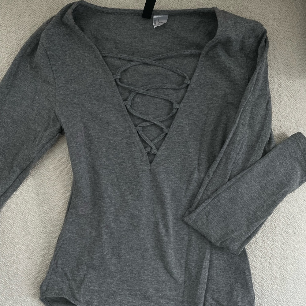 Grey laced bodysuit